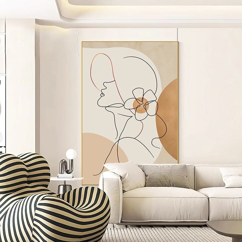 侘寂风沙发背景墙装饰画极简线条人物客厅挂画抽象玄关壁画落地画,家居饰品,现代装饰画,淘宝优惠券,粉丝福利购,淘宝优惠卷