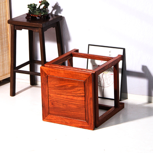 红木家具实木四方凳刺猬紫檀梨木餐凳家用沙发凳休闲梳妆凳