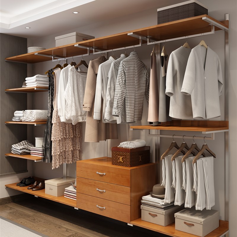 金属衣柜20新款爆款家用卧室全实木定制钢架壁挂式衣帽间开放式