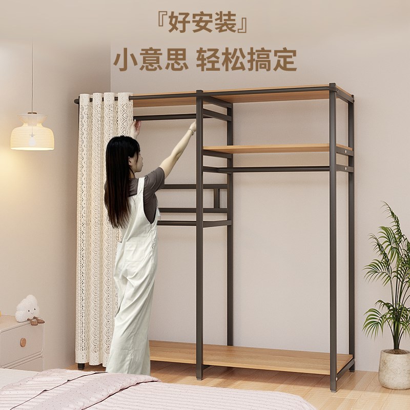 衣柜出租房用金属衣柜组装布衣柜卧室衣柜小户型宿舍衣柜转角