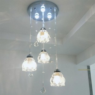 ld吊灯三头四头现代水晶餐吊灯具卧室饭厅单头吧台家用