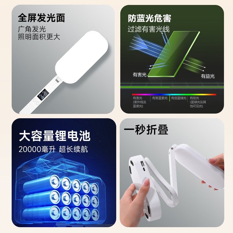 全光谱护眼台灯充电式学习学生宿舍款便携大容量超长续航,家装灯饰光源,阅读台灯(护眼灯/写字灯),淘宝优惠券,粉丝福利购,淘宝优惠卷