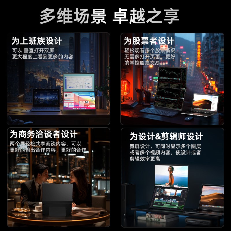 EIMIO15.6寸超薄窄边框双屏便携显示器可折叠一体式双屏便携副屏