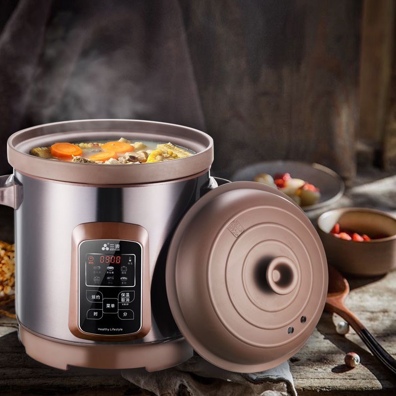 三源紫砂电炖锅电砂锅煲汤锅大容量家用全自动煮粥多功能智能预约