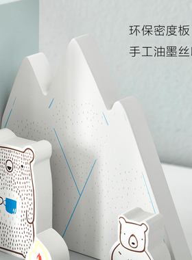 儿童房桌面装饰摆件 创意卡通学习书立书档书夹 动物木制书籍收纳