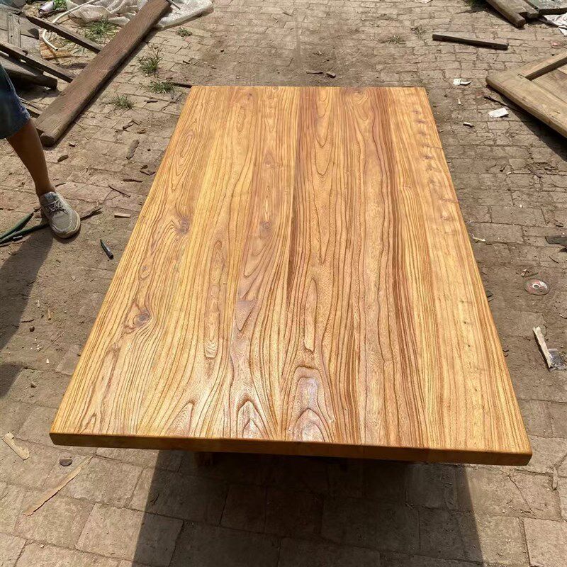 老榆木板材木板桌面定制餐桌茶桌书桌吧台板子实木定制