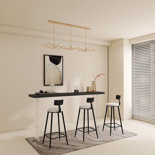 黑色实木吧台桌休闲高脚窄桌靠墙阳台靠墙阳台吧台桌椅