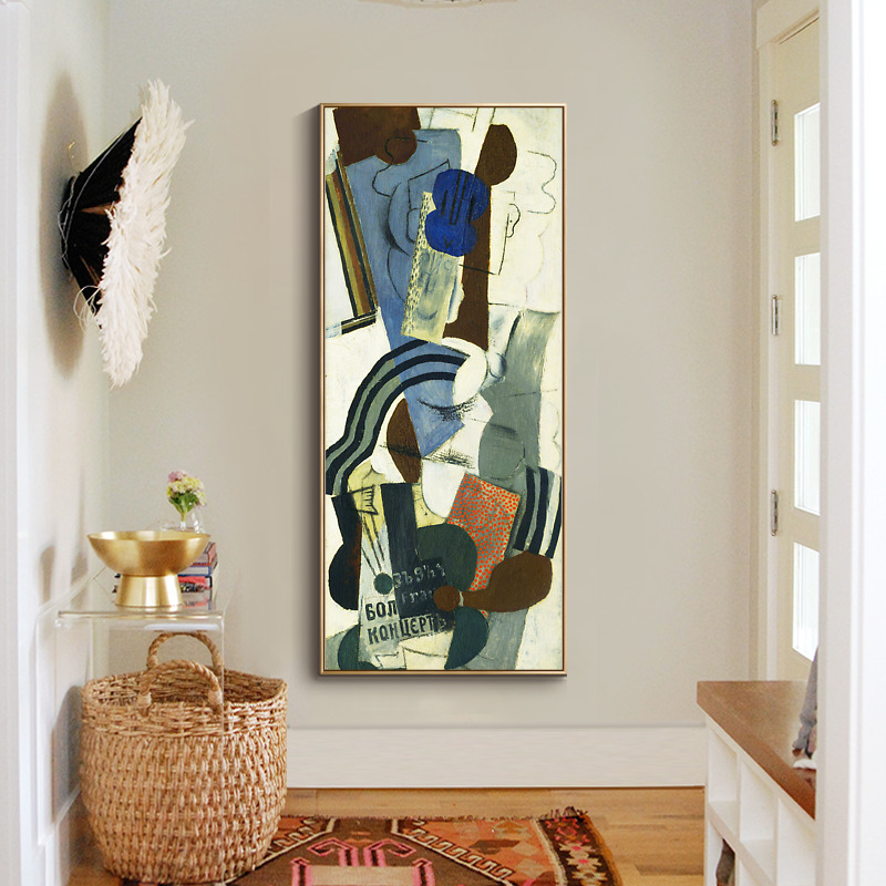 二狗姑娘 毕加索女人和吉他 现代玄关走廊过道竖版挂画装饰画