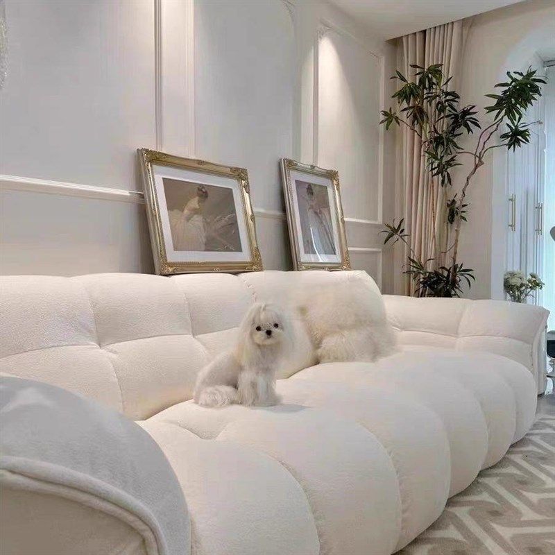 法式奶油风布艺沙发客厅现代大小户型三人位异形直排百合沙发,住宅家具,岩板餐桌,淘宝优惠券,粉丝福利购,淘宝优惠卷