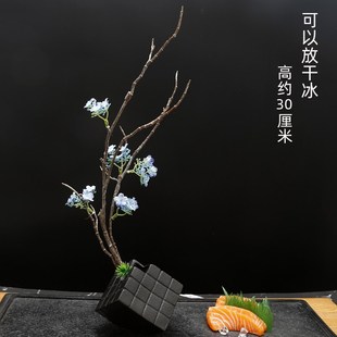 刺身摆盘装饰酒店草中餐冷菜海鲜姿造点缀盘饰干冰三文鱼