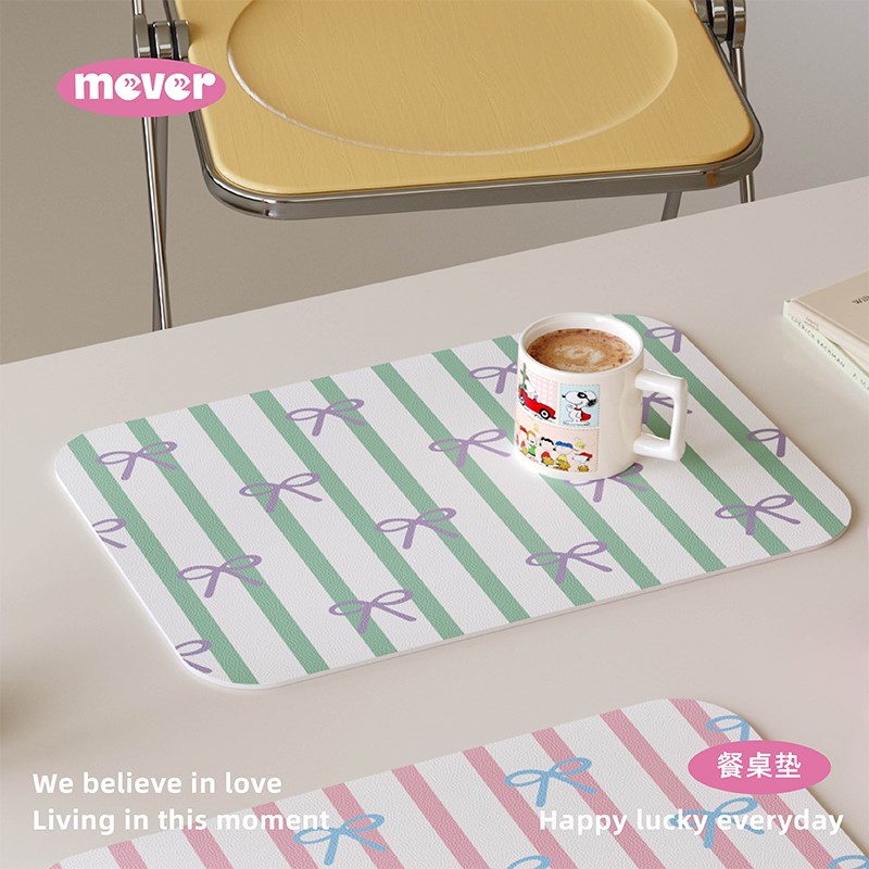 韩式蝴蝶结in风皮革餐垫防水防油免洗杯垫咖啡机桌面垫隔热台垫