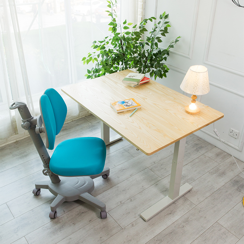 启健学生写字书桌装儿童桌椅可升降手摇全实木家用学习桌