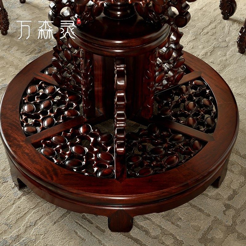 万森灵百灵台圆桌红木圆台圆茶桌雕云石餐桌凳家具,住宅家具,红木茶桌/茶台,淘宝优惠券,粉丝福利购,淘宝优惠卷