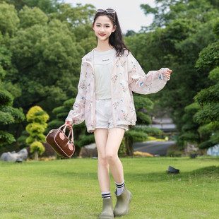 连帽青少年可爱印花甜美百搭休闲轻薄上衣 女童外套2025夏季