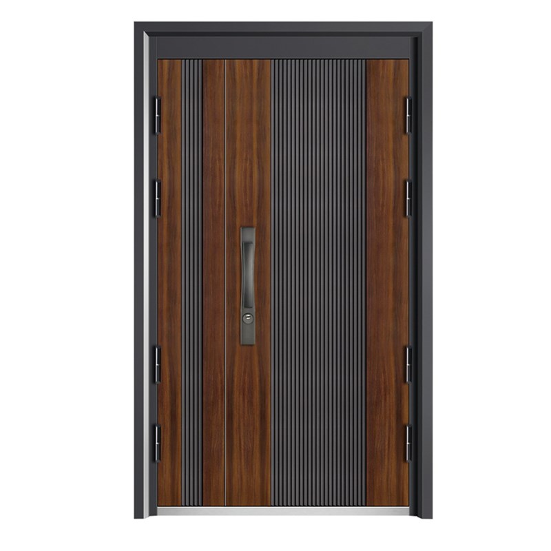 防盗门进户门入户大门安全门甲级胡桃色木纹色子母门家用加高门楣