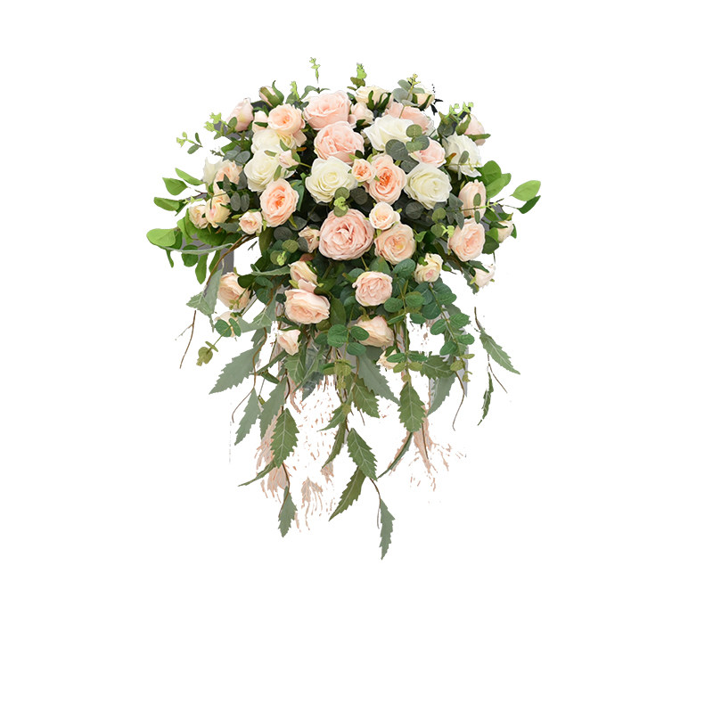 新款讲台花席台绢花仿真花艺婚礼司仪台商务会议桌花前台布置