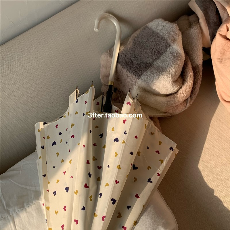 fter招桃花~】溢出来滴灰冒爱心的恋爱女生挡雨遮雨长柄雨伞