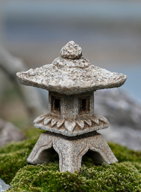 复古中式小石亭子假山流水园艺卉盆景造景摆设微景观石灯笼