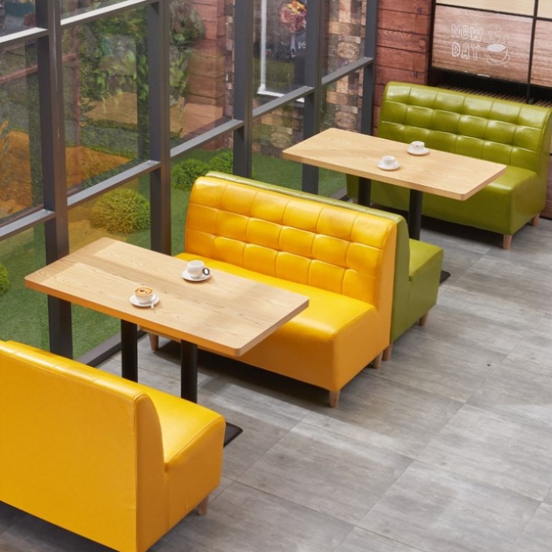 家用皮艺餐桌书店家具靠背大堂麻辣烫卡座配酒吧甜品店软包餐台
