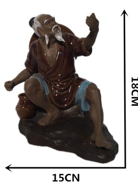 石湾公仔陶瓷摆件创意工艺品假山盘景鱼缸姜太公钓鱼摆件礼品渔翁