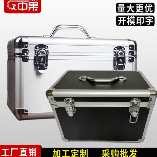 现货大号铝合金手提工具箱锁五金收纳箱仪表仪器展示箱加厚带隔层