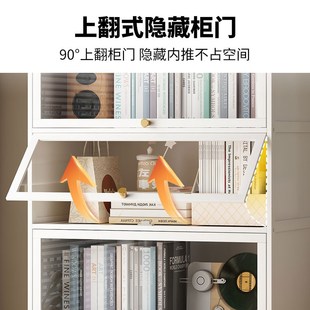 书架落地置物架多层简易家用儿童学生带门书柜Q储物一体靠墙展示