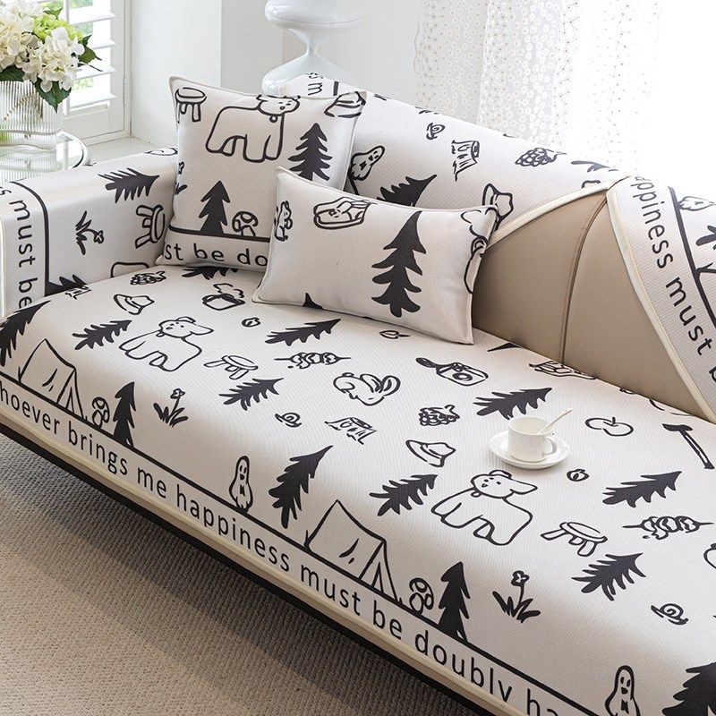 超火涂鸦风夏季冰丝沙发垫防滑凉席坐垫子夏天款卡通罩盖巾,居家布艺,沙发垫,淘宝优惠券,粉丝福利购,淘宝优惠卷