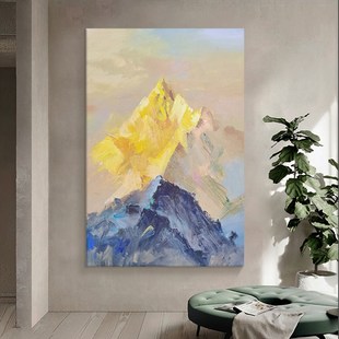 日照金山抽象肌理画玄关立体纯手绘油画挂画客厅沙发背景墙装饰画