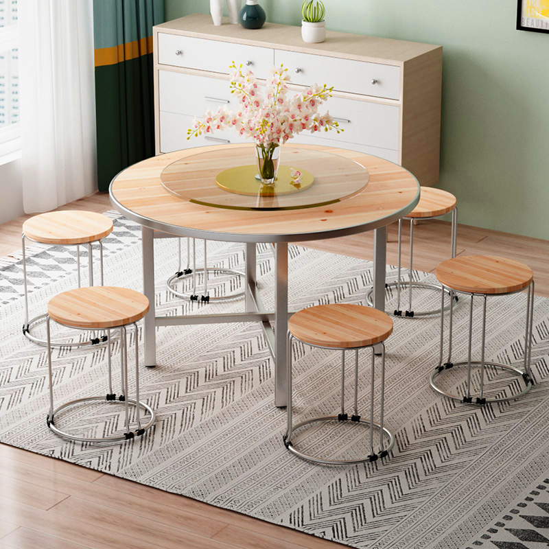 加厚大圆桌面板台面家用实木圆餐桌10人15人钢化玻璃转盘饭店农村