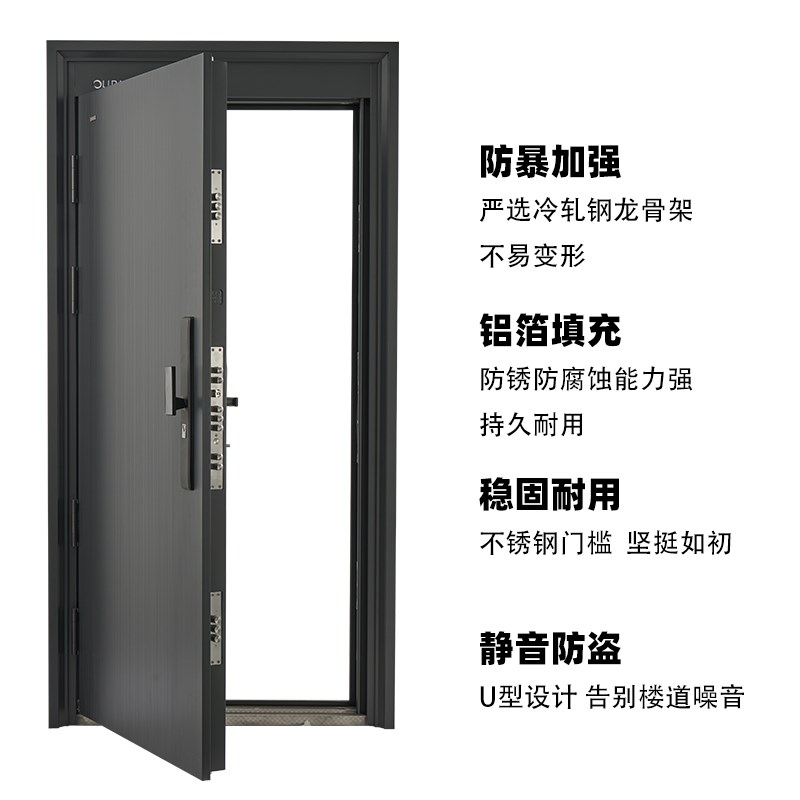 甲级防盗门 家用门入户门进户门安全门锌合金大门指纹锁C级铜锁芯