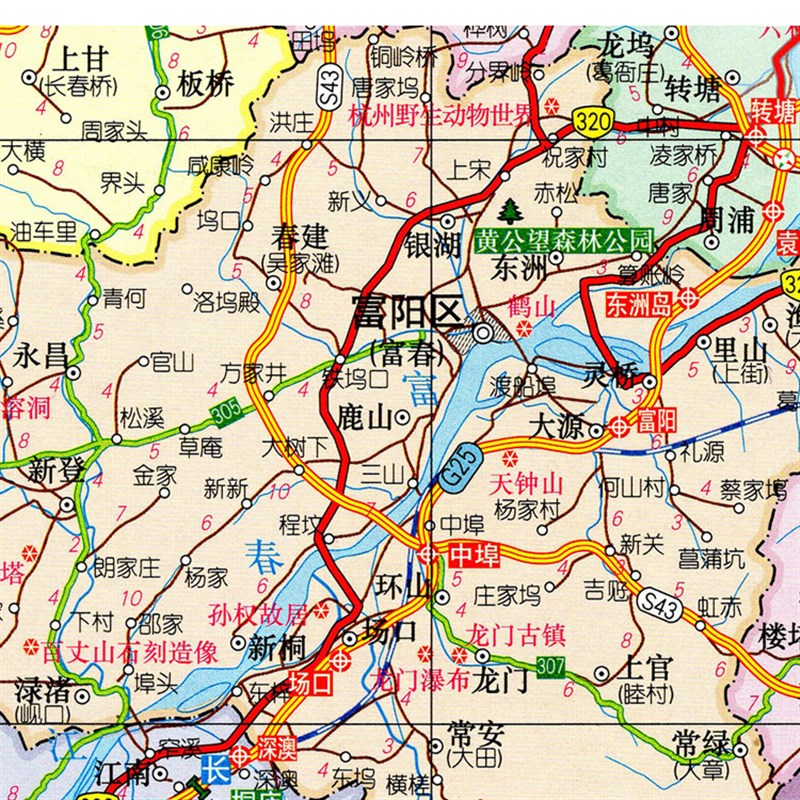 2022新款 杭州市地图墙贴 超大巨幅 交通行政区划图 装饰画海报