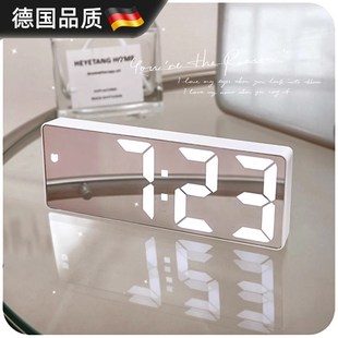 镜面闹钟表摆台式钟表时间显示器桌面数字电子时钟