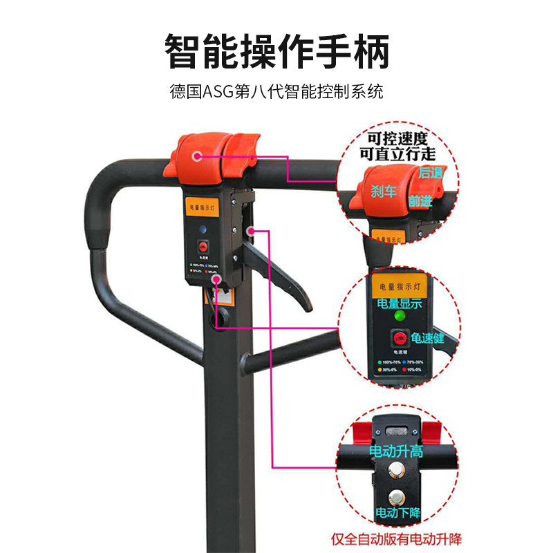 锂铅酸蓄电池小型电动半电动堆高机搬运车托盘车平板车地牛吨顿