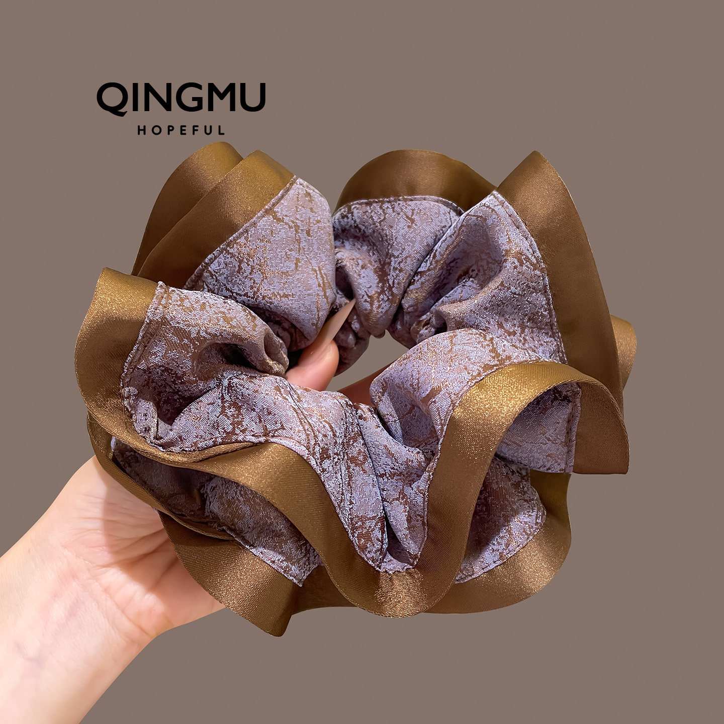 新中式复古风大肠发圈女高级感双层大号丸子头花皮筋百搭马尾发绳