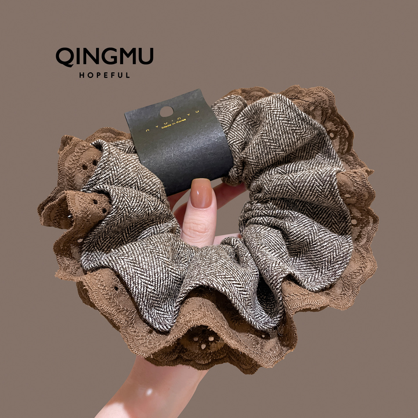 韩国高端咖色蕾丝大肠发圈四层重工头花丸子头低马尾皮筋发绳发饰,饰品/流行首饰/时尚饰品新,发饰,淘宝优惠券,粉丝福利购,淘宝优惠卷