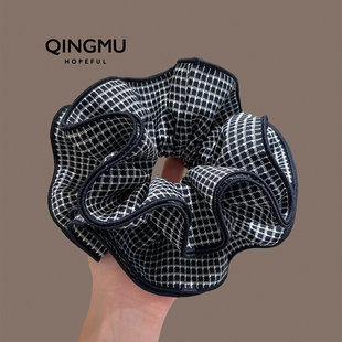 赵露思许我耀眼同款 大肠发圈大号扎头发格子头绳丸子头花发绳发饰