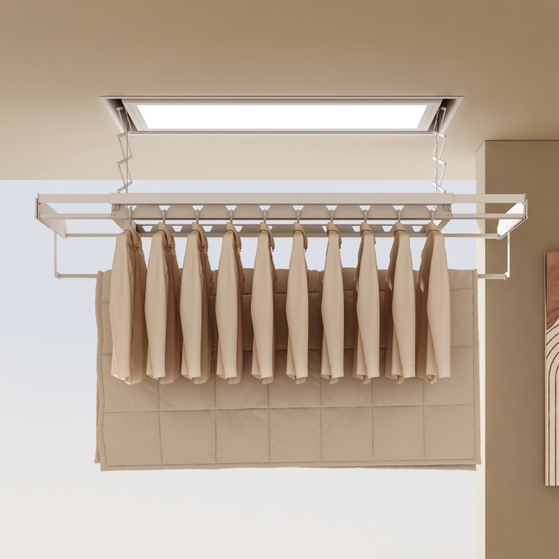 隐形晾衣架电动嵌入式暗隐藏家用阳台升降超薄智能自动晒晾衣杆机