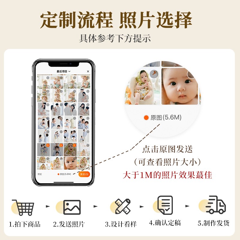 儿童照片定制相框挂墙洗宝宝照全家福相片制作画框装裱放大高级感