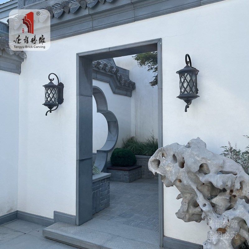 唐语砖雕中式仿古青砖苏州砖细门套窗套线苏派风格一体门套线门洞