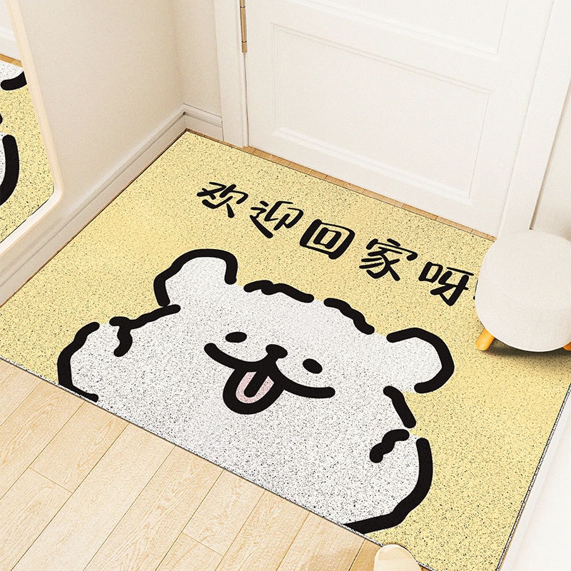 生活予你卡通可爱狗狗玄关进门丝圈地垫家用防滑耐磨耐脏丝圈地垫