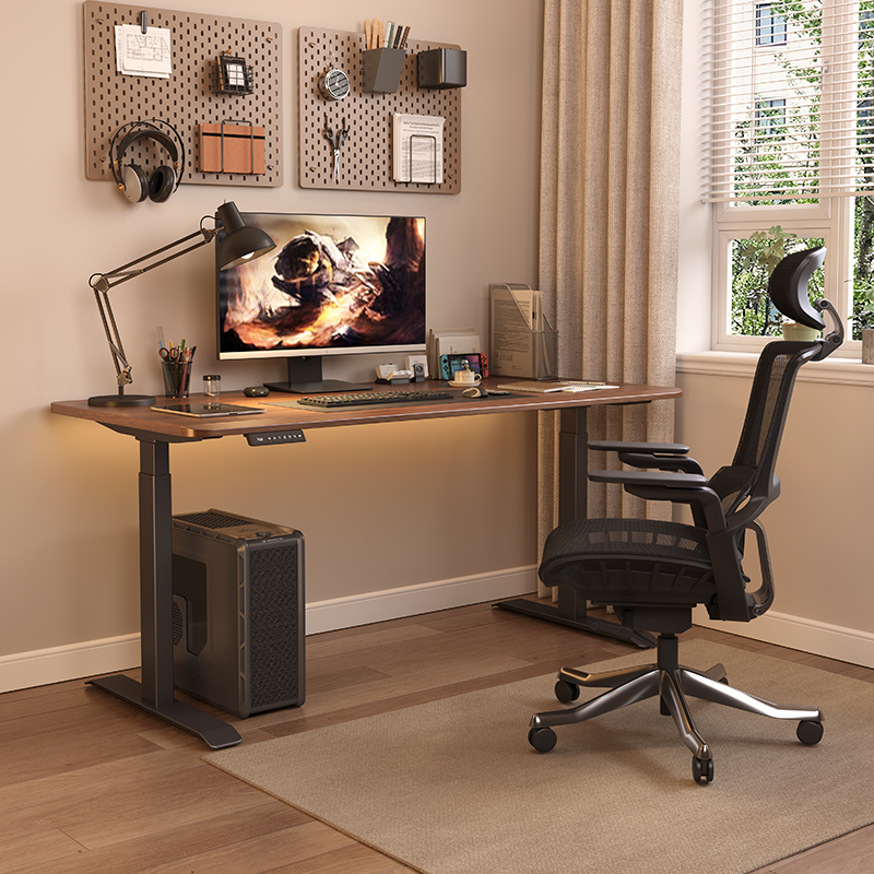 智芯智能电动升降桌公学习桌电脑桌实木移动书桌自动升降桌腿X1