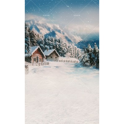 影楼冬天雪景拍照氛围感背景布少女圣诞节阿勒泰雪山拍照背景道具