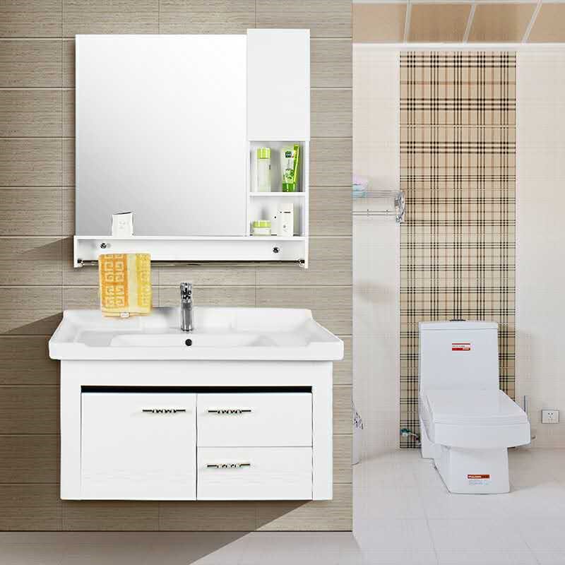 小户型浴室柜欧式PVC陶瓷洗脸盆洗手盆卫生间洗脸盆柜洗