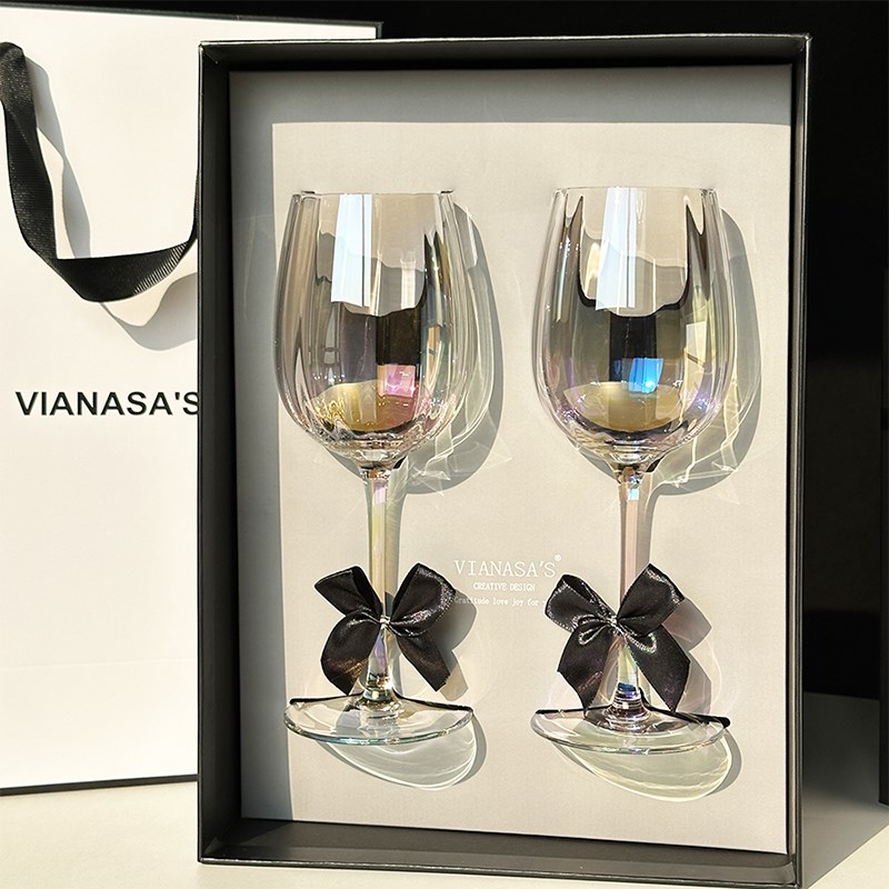 VIANASA'S幻彩轻奢高级感红酒杯高脚L杯一对礼盒装乔迁新婚送礼
