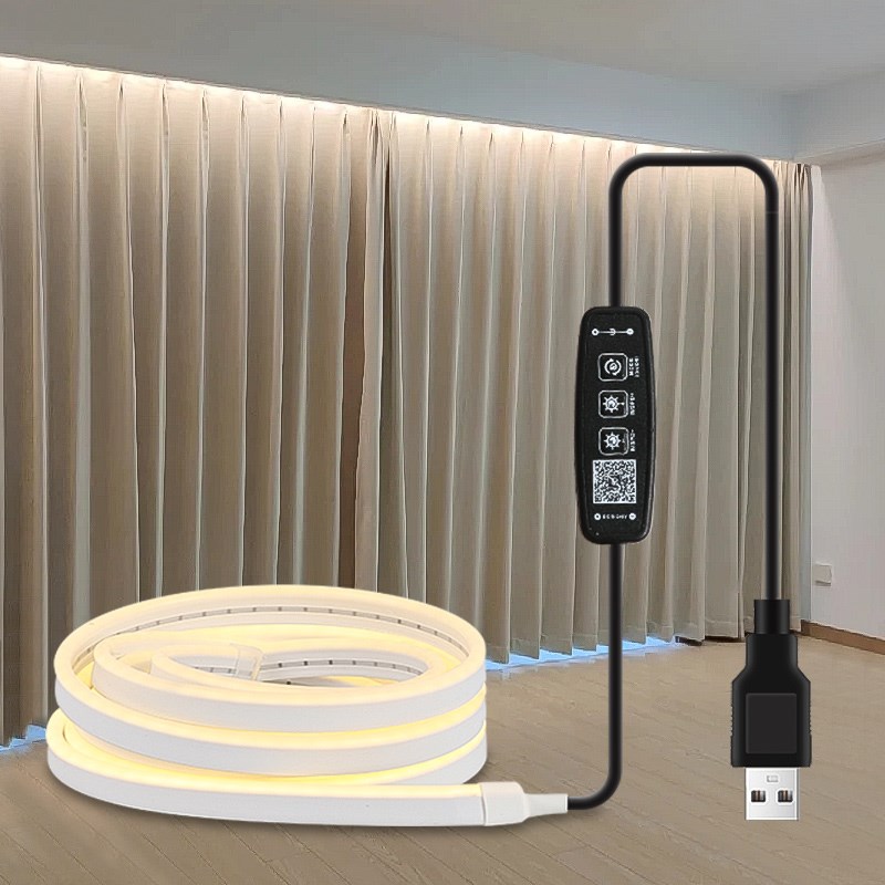 窗帘盒灯带usb遥控开关灯条飘窗智能免布线充电自粘led线性氛围灯