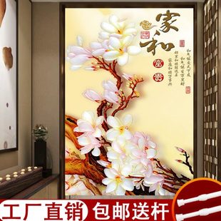 免打孔厨房卫生间遮挡布帘 门帘隔断帘家用挡风加厚棉布艺挂帘中式