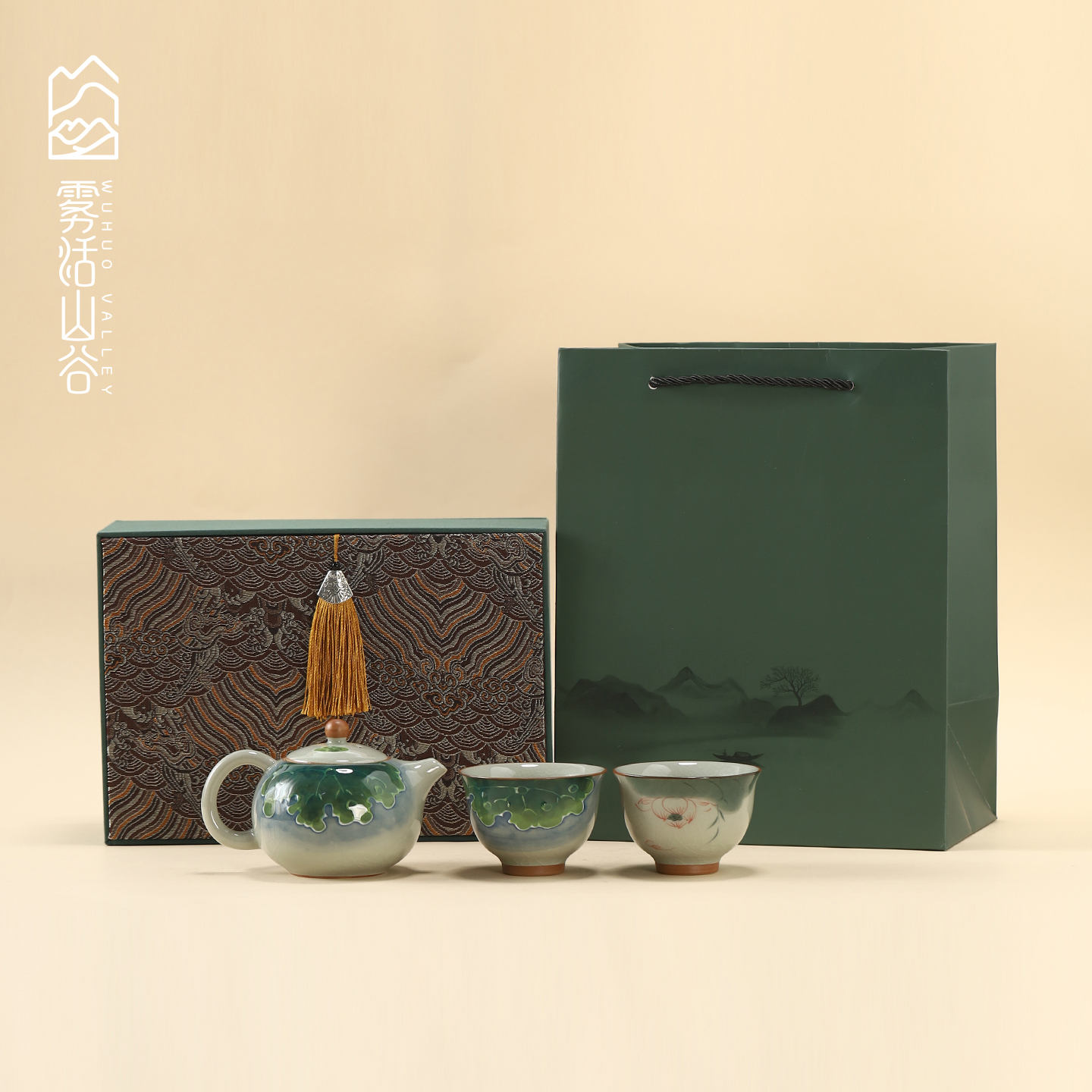 哥窑陶瓷茶壶小套组茶具套装礼盒