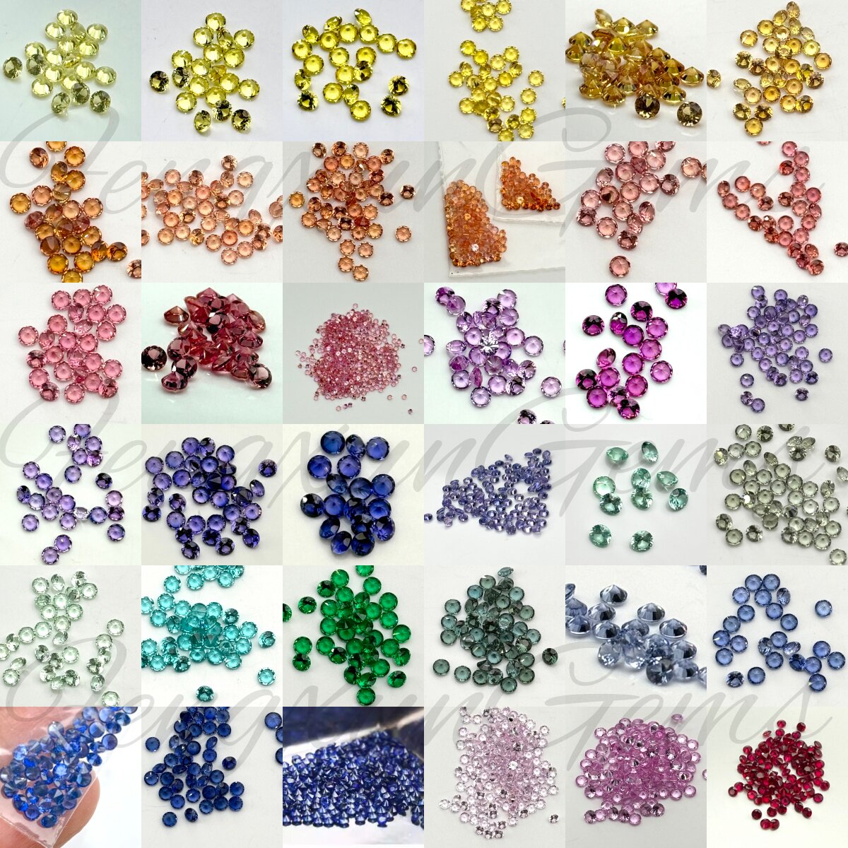 1.0~3.0mm实验室培育红蓝宝石耐高温裸石圆形矢车菊皇家蓝散钻