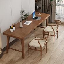 实木书桌家用双人写字学习桌60宽学生电脑桌纯原木长条桌子工作台
