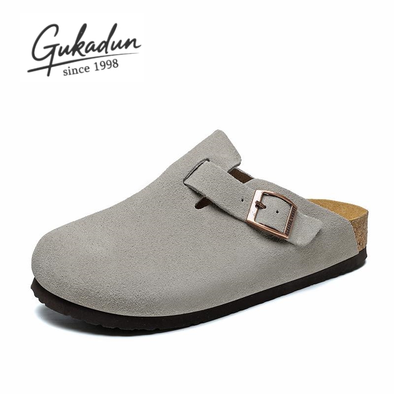 古卡顿勃肯鞋反绒牛皮包头软木拖鞋boston男女复古大码套脚懒人拖